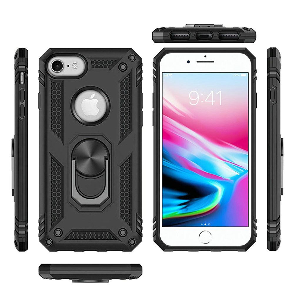 For iPhone SE 3 (2022) SE/8/7 Ring Magnetic Kickstand Hybrid Case Cover - - Picture 12 of 14