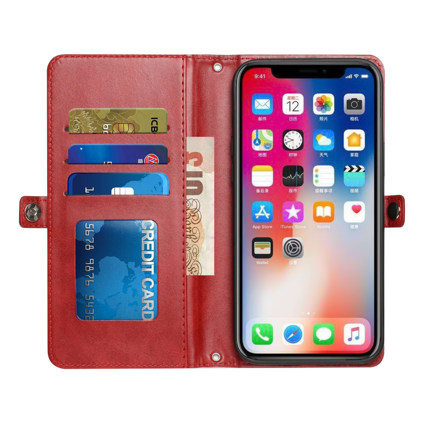 For OnePlus N300 5G Wallet Premium PU Vegan Leather Card Holder Money with Strap - Photo 3 sur 6