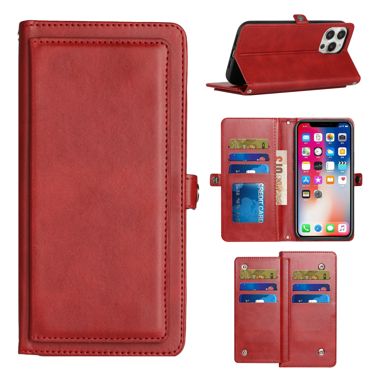 For OnePlus N300 5G Wallet Premium PU Vegan Leather Card Holder Money with Strap - Photo 4 sur 6