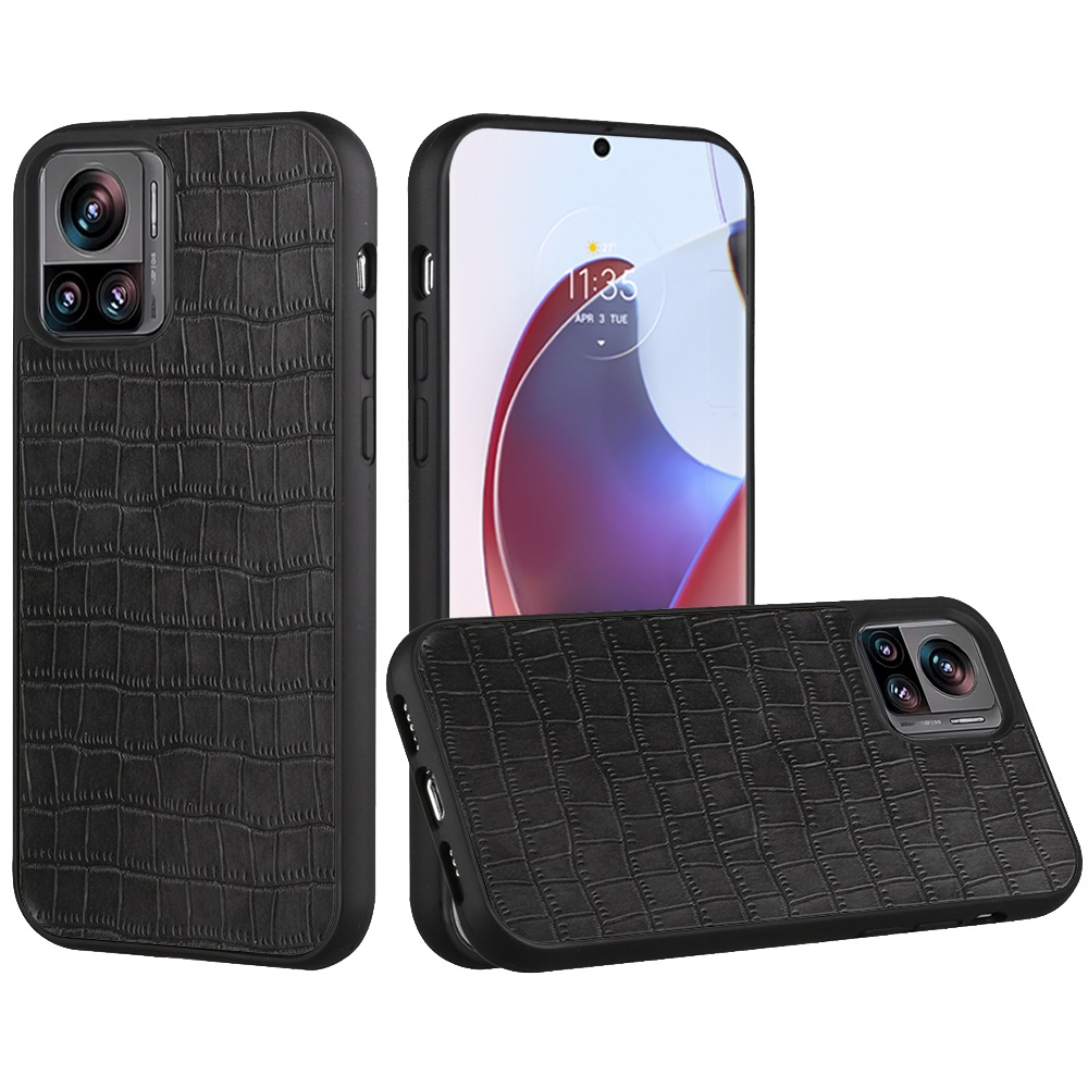 For Motorola Edge Plus 2023 Hard PU Leather Croc Design Hybrid Case Cover - Photo 5 sur 13
