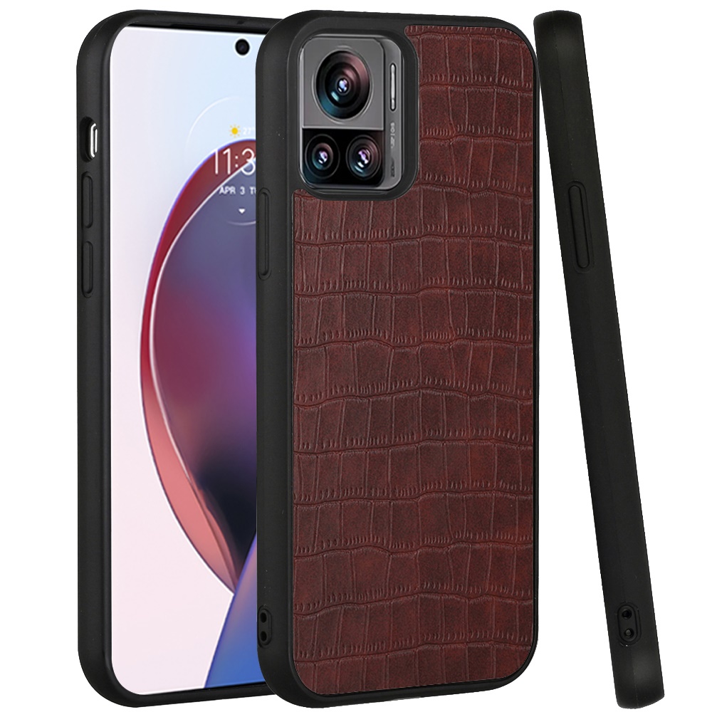 For Motorola Edge Plus 2023 Hard PU Leather Croc Design Hybrid Case Cover - Photo 10 sur 13