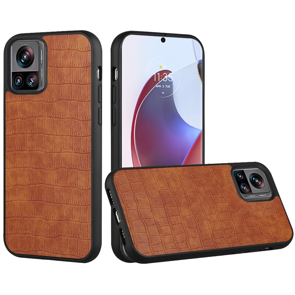 For Motorola Edge Plus 2023 Hard PU Leather Croc Design Hybrid Case Cover - Photo 12 sur 13