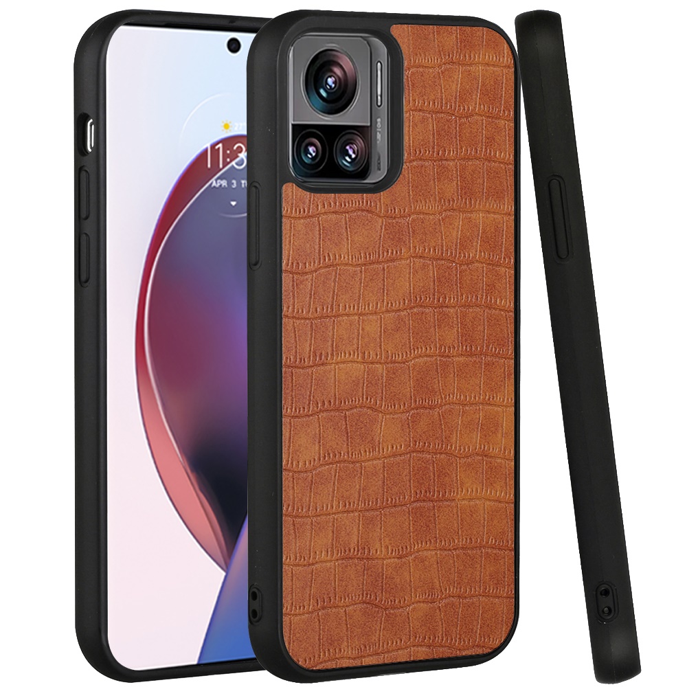 For Motorola Edge Plus 2023 Hard PU Leather Croc Design Hybrid Case Cover - Photo 13 sur 13