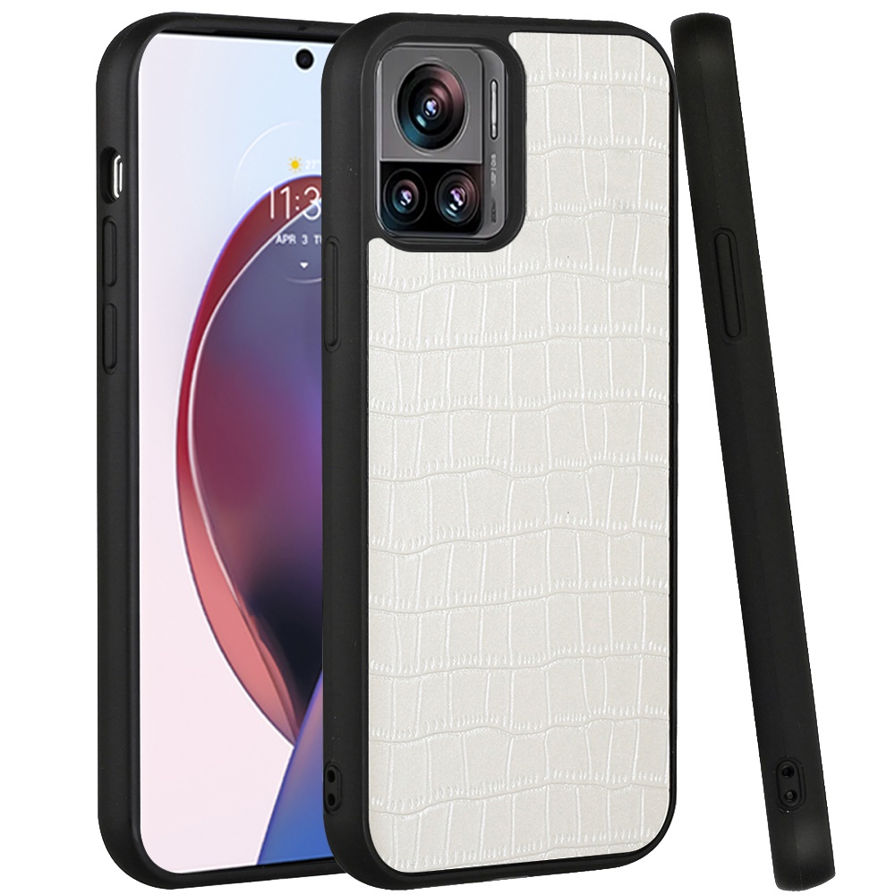 For Motorola Edge Plus 2023 Hard PU Leather Croc Design Hybrid Case Cover - Photo 2 sur 13