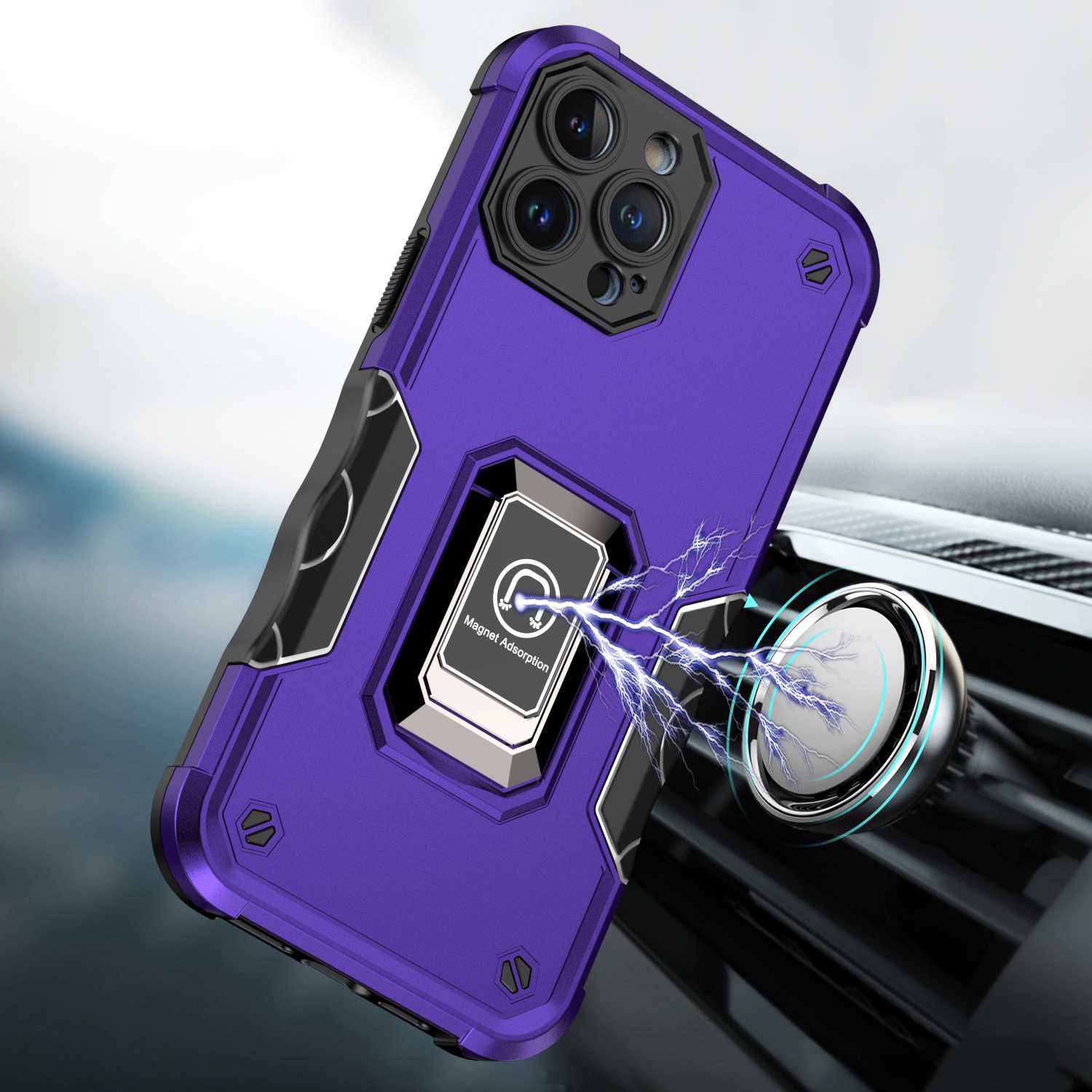 Funda híbrida con soporte de anillo magnético OPTIMUM para iPhone 15 Pro - - Imagen 15 de 17