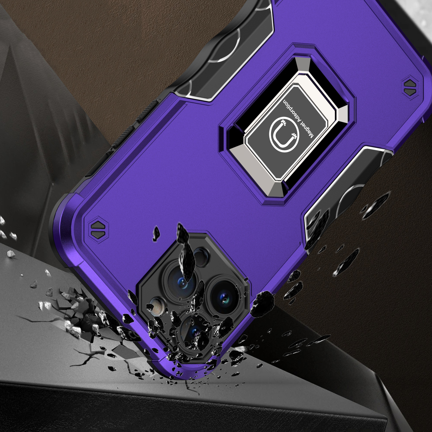 Funda híbrida con soporte de anillo magnético OPTIMUM para iPhone 15 Pro - - Imagen 16 de 17