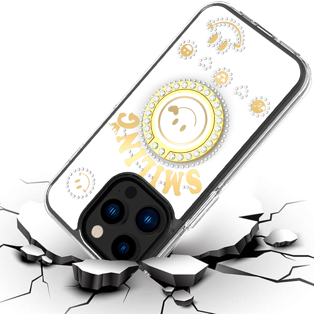 For iPhone 15 Pro Glitter Bling Ring Stand Hybrid Case - Picture 8 of 13