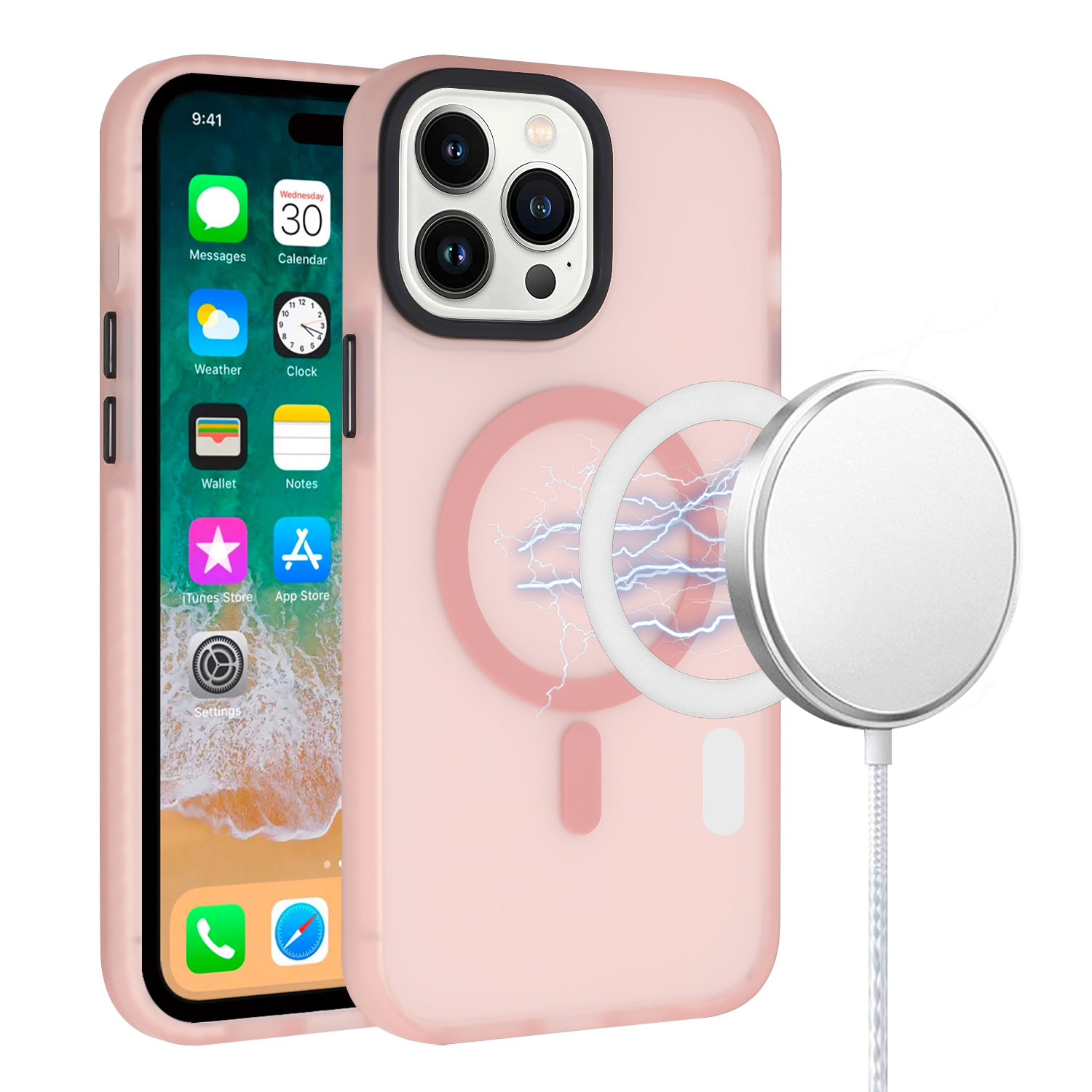 For iPhone 15 Pro Magnetic Circle Shockproof Hybrid Case - - Picture 12 of 13