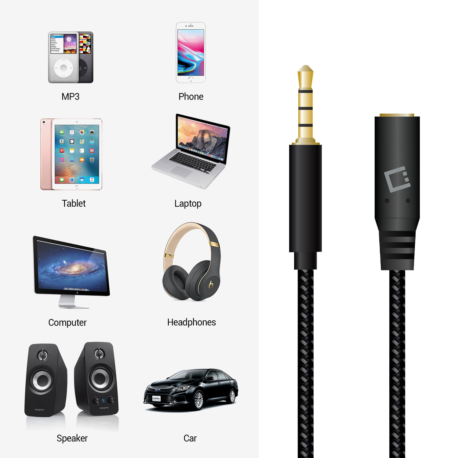 For Cellet 6" Gold-Plated TRRS 3.5mm Adapter M/F for Card Reader/Headphones - 第 7/8 張圖片