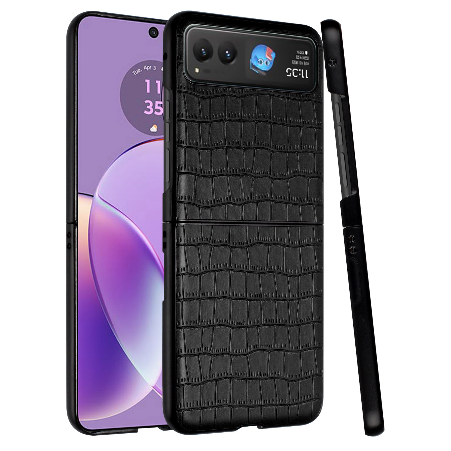 Für Motorola Razr 2024 PU Vegan Leder Premium Hart Snap On Etui Abdeckung - - Bild 8 von 9