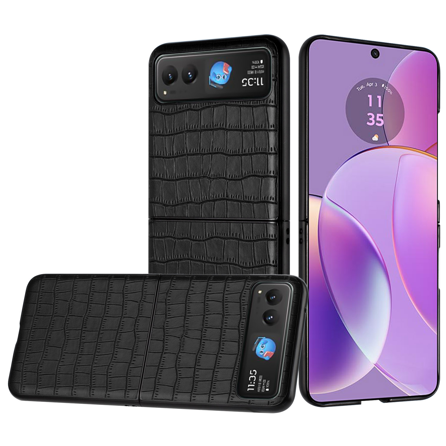 Für Motorola Razr 2024 PU Vegan Leder Premium Hart Snap On Etui Abdeckung - - Bild 9 von 9