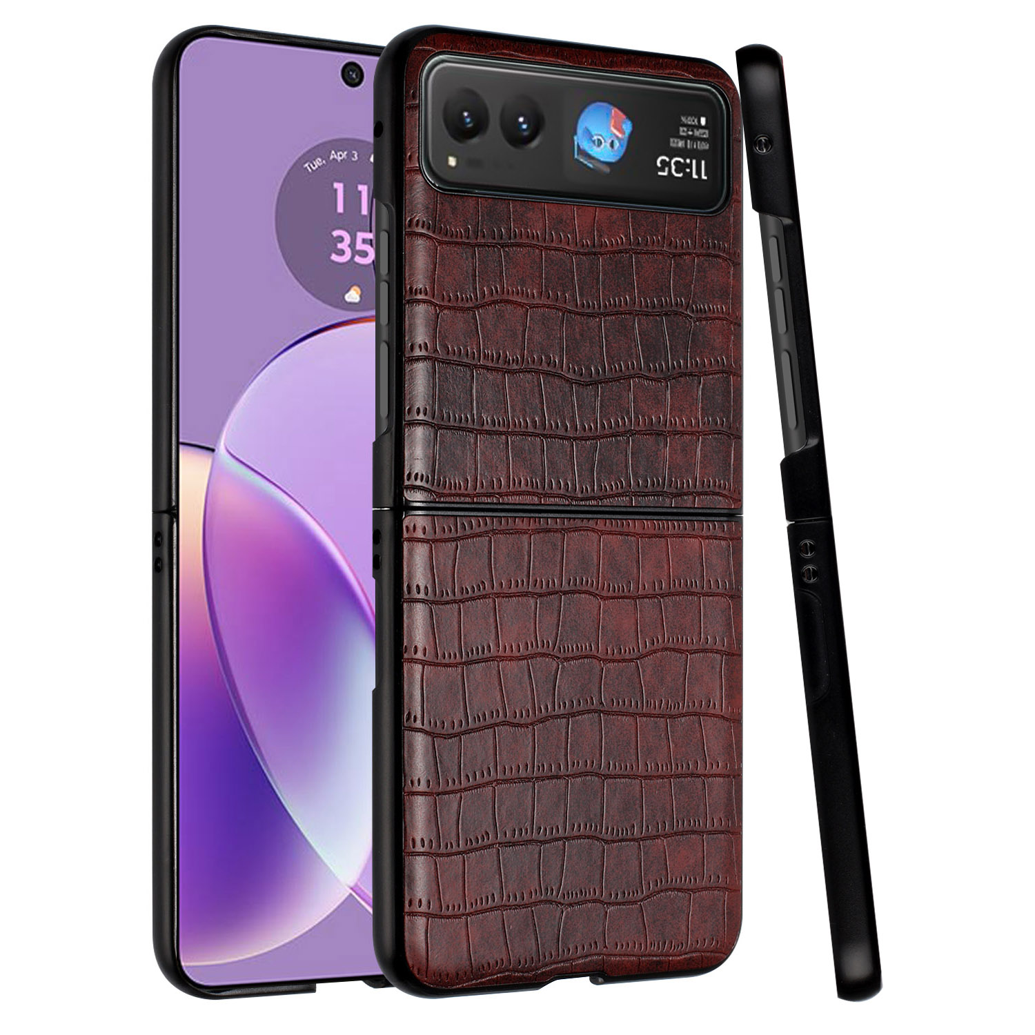 Für Motorola Razr 2024 PU Vegan Leder Premium Hart Snap On Etui Abdeckung - - Bild 2 von 9