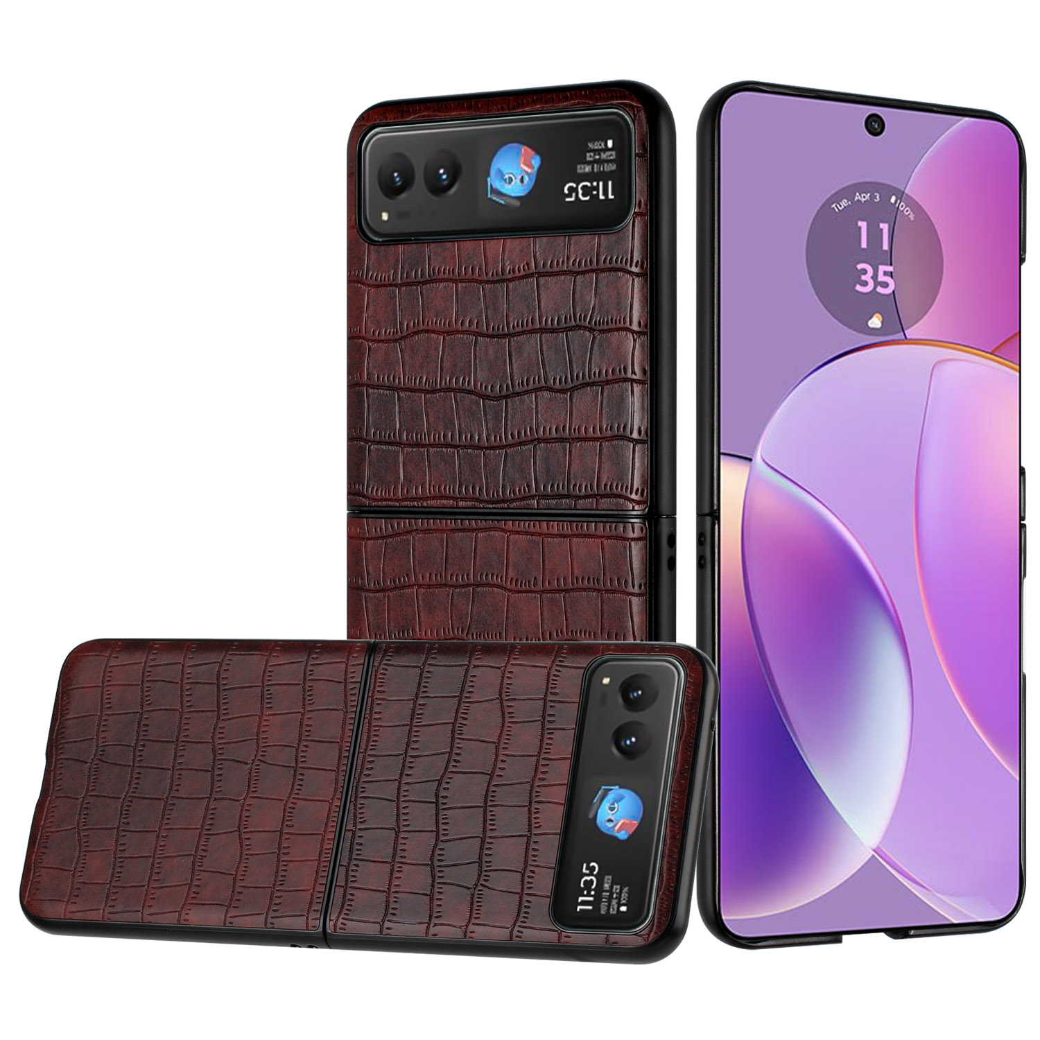Für Motorola Razr 2024 PU Vegan Leder Premium Hart Snap On Etui Abdeckung - - Bild 3 von 9