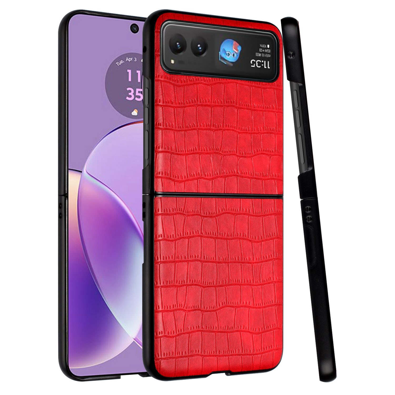 Für Motorola Razr 2024 PU Vegan Leder Premium Hart Snap On Etui Abdeckung - - Bild 4 von 9