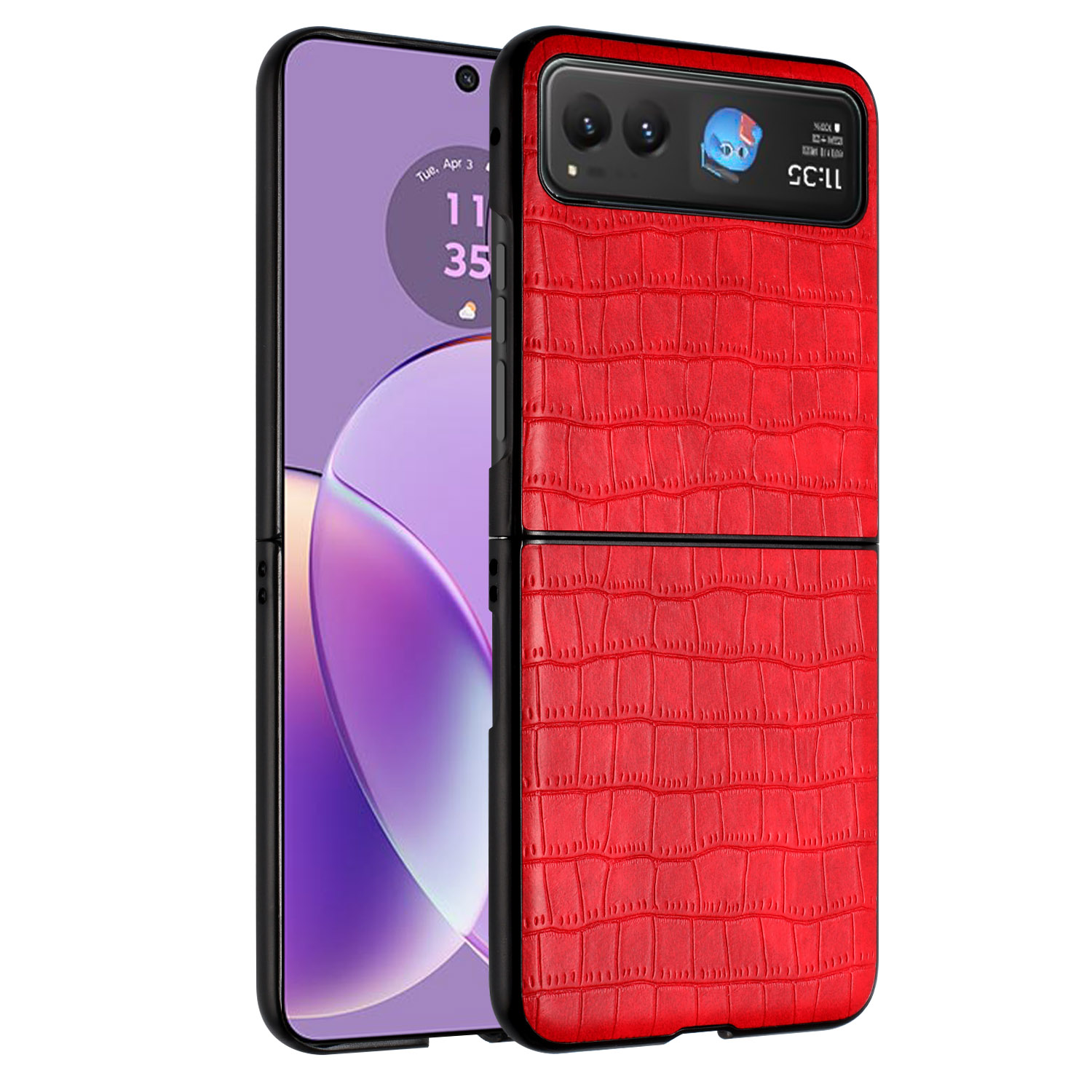 Für Motorola Razr 2024 PU Vegan Leder Premium Hart Snap On Etui Abdeckung - - Bild 6 von 9