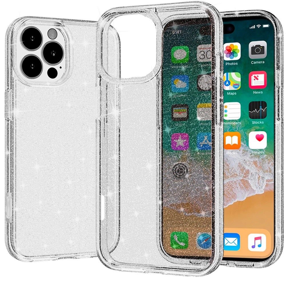 For iPhone 16 Pro Max 6.9" Glitter Ultra Thick 3mm Hybrid Case Cover - Picture 3 of 9