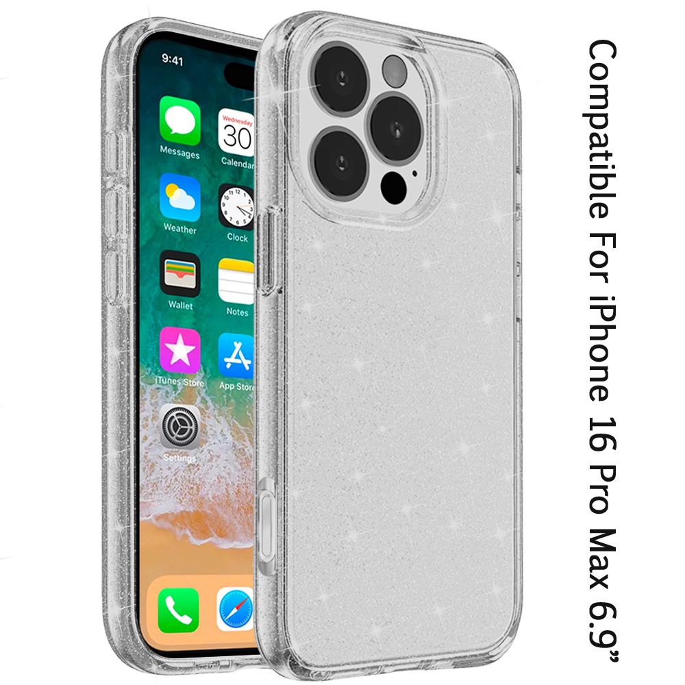 For iPhone 16 Pro Max 6.9" Glitter Ultra Thick 3mm Hybrid Case Cover - Picture 6 of 9
