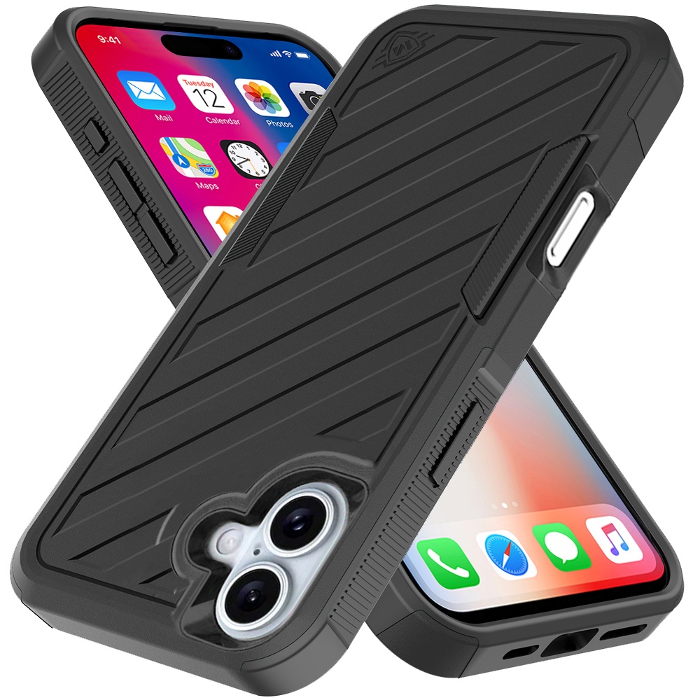 Für iPhone 16 6,1" Dual Layer Stoßfeste Hülle, Slide-Out Paket - Schwarz/Grau - Bild 14 von 48