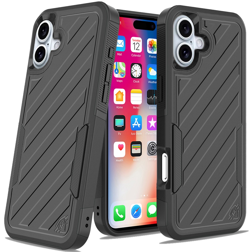 Für iPhone 16 6,1" Dual Layer Stoßfeste Hülle, Slide-Out Paket - Schwarz/Grau - Bild 18 von 48
