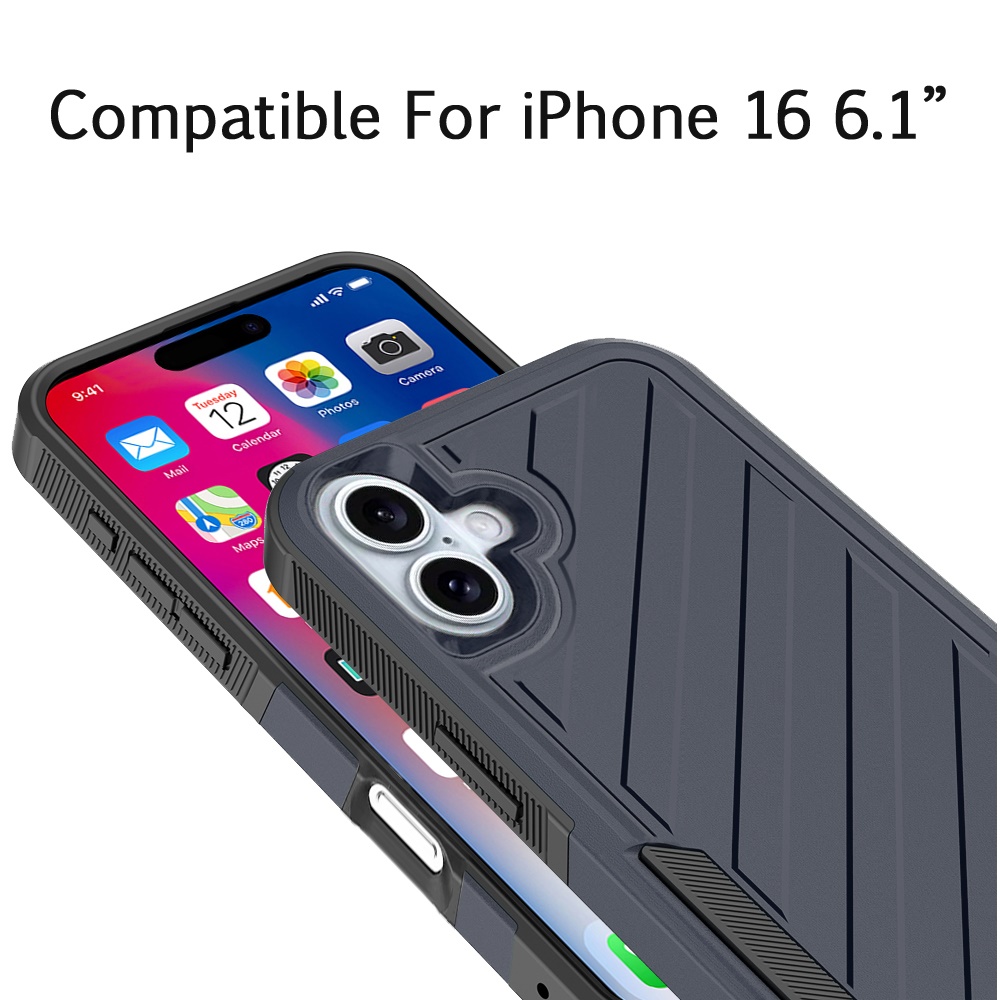 Für iPhone 16 6,1" Dual Layer Stoßfeste Hülle, Slide-Out Paket - Schwarz/Grau - Bild 20 von 48
