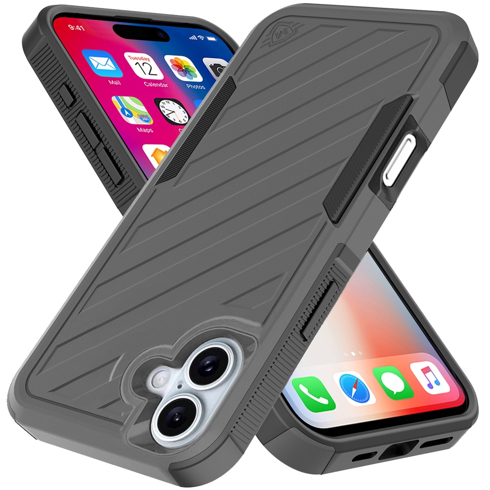 Für iPhone 16 6,1" Dual Layer Stoßfeste Hülle, Slide-Out Paket - Schwarz/Grau - Bild 35 von 48