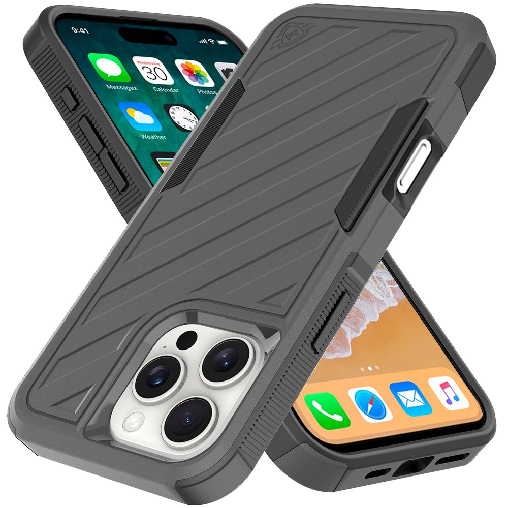 Für iPhone 16 Pro Max 6,9" Metkase Stoßfeste Dual Layer Hülle - Schwarz/Grau - Bild 25 von 36