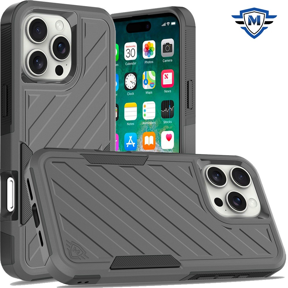 Für iPhone 16 Pro Max 6,9" Metkase Stoßfeste Dual Layer Hülle - Schwarz/Grau - Bild 27 von 36