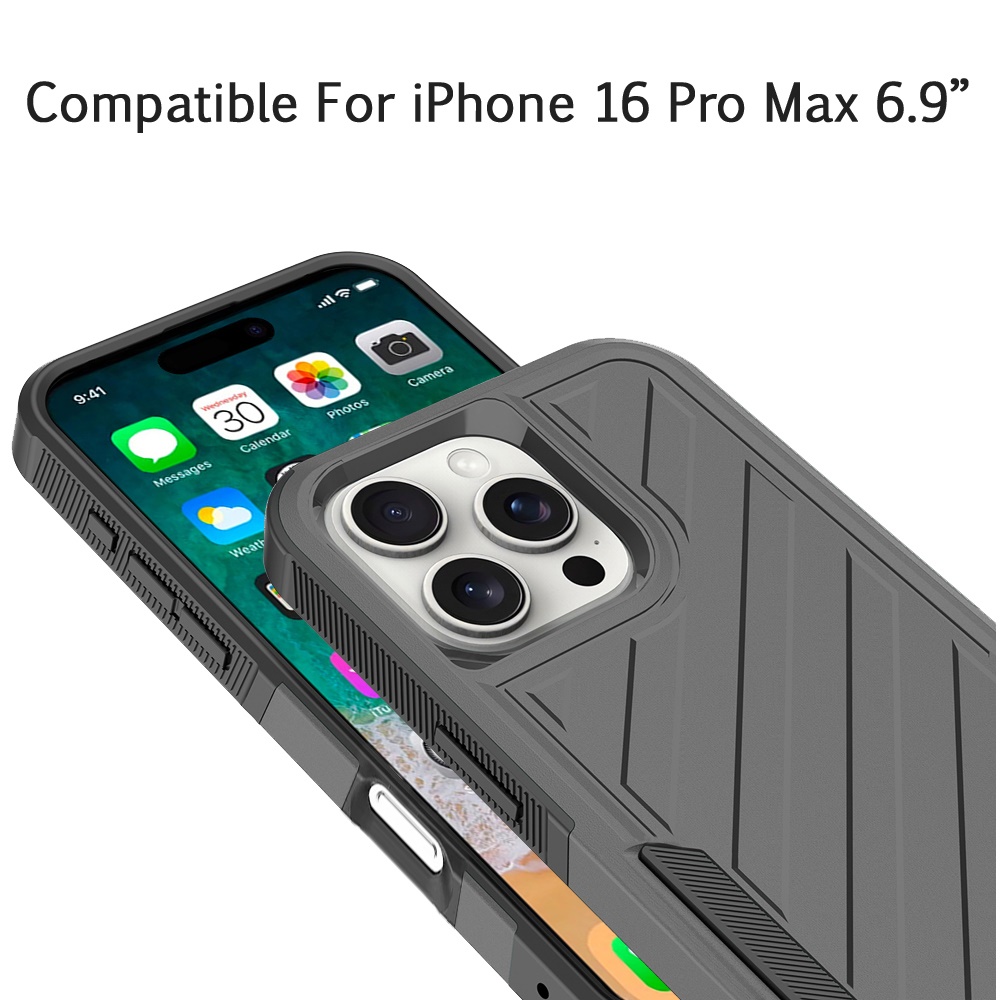 Für iPhone 16 Pro Max 6,9" Metkase Stoßfeste Dual Layer Hülle - Schwarz/Grau - Bild 30 von 36