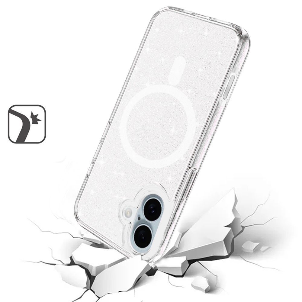 Für iPhone 16 Plus 6,7" Glitzer Magnet Transparent Hülle - , 3mm Dick - Bild 8 von 9