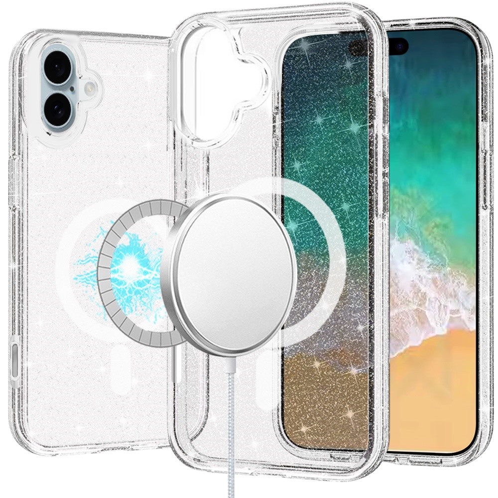 Für iPhone 16 Plus 6,7" Glitzer Magnet Transparent Hülle - , 3mm Dick - Bild 9 von 9