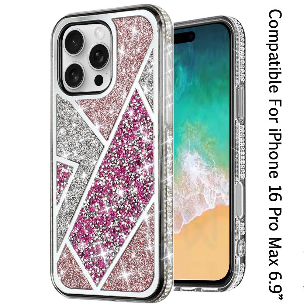 For iPhone 16 Pro Max 6.9" Rhombus Bling Glitter Diamond Case Cover - Picture 1 of 6