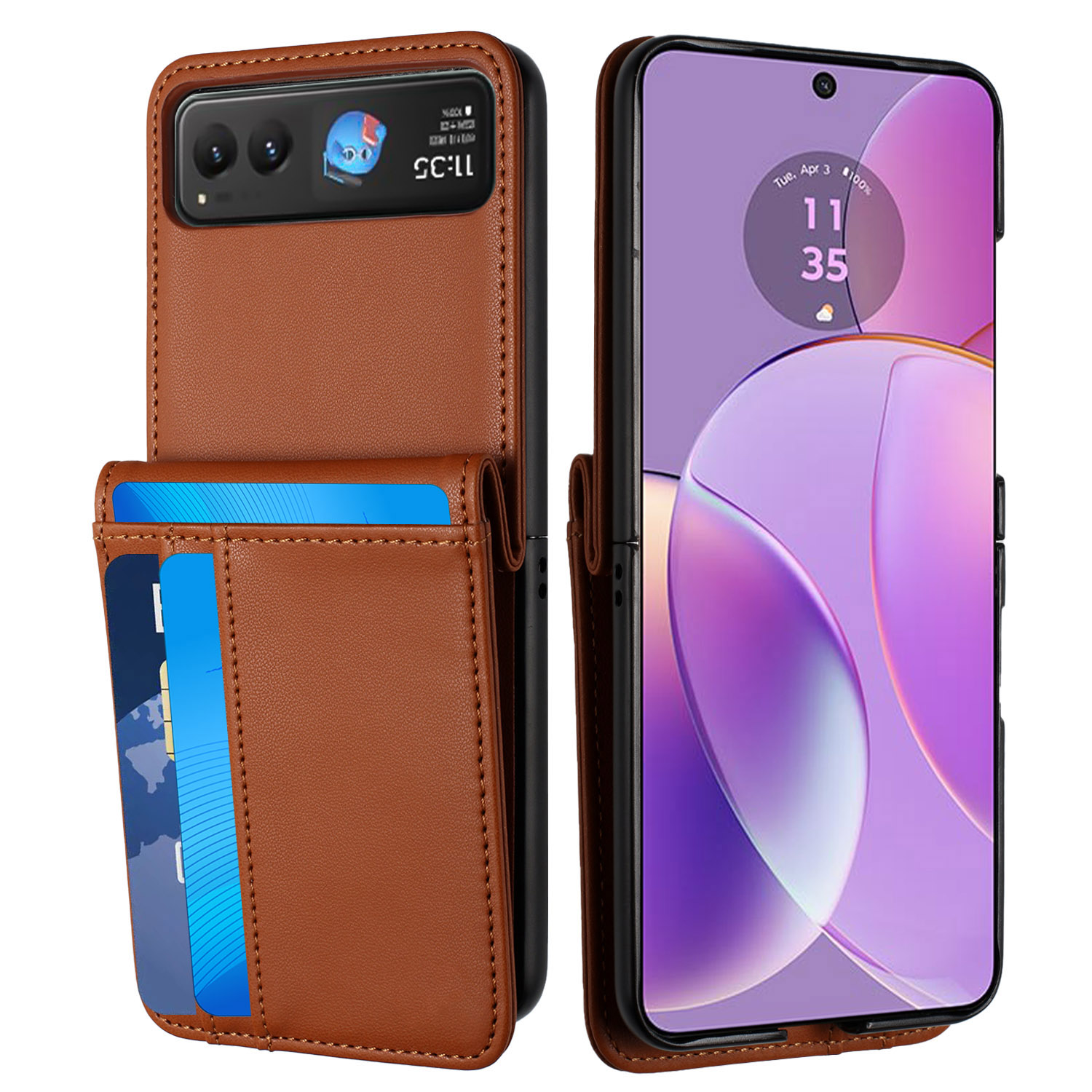 Für Motorola Razr 2024 Kartenfach Brieftasche Halter Etui Abdeckung - - Bild 5 von 5