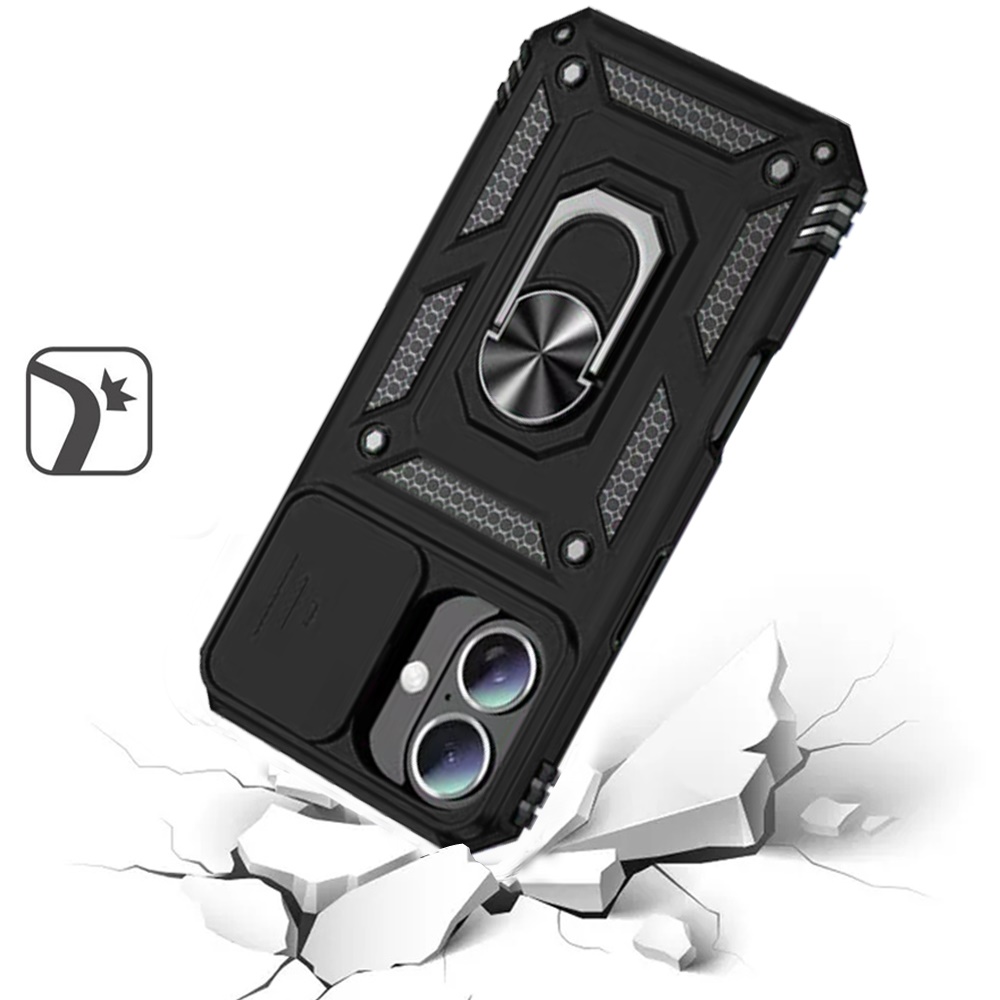 Funda protectora con soporte de anillo magnético para cámara para iPhone 16 6,1" - - Imagen 10 de 12