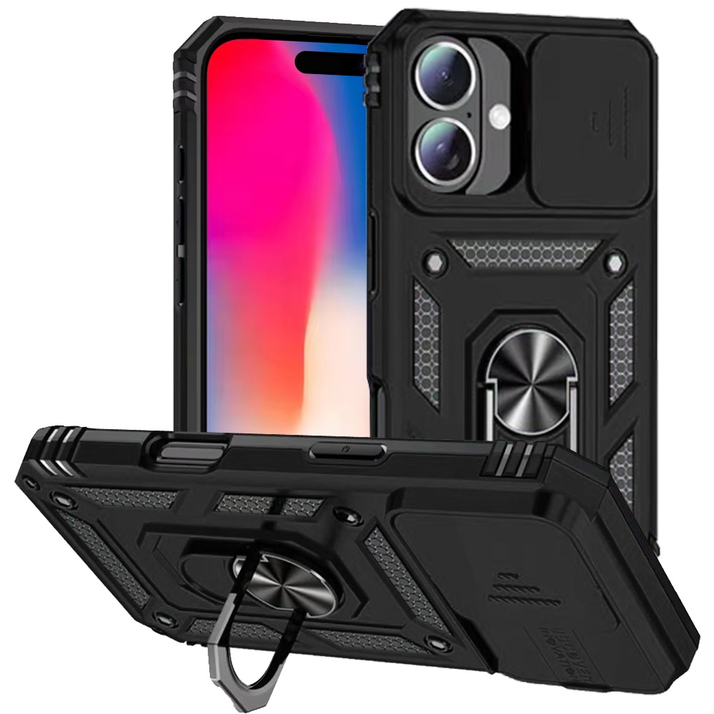 Funda protectora con soporte de anillo magnético para cámara para iPhone 16 6,1" - - Imagen 11 de 12