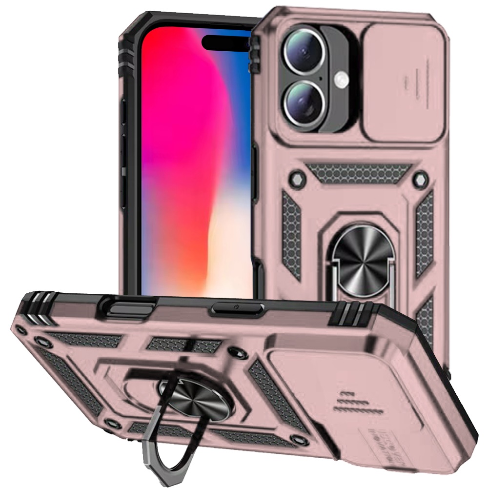 Funda protectora con soporte de anillo magnético para cámara para iPhone 16 6,1" - - Imagen 7 de 12