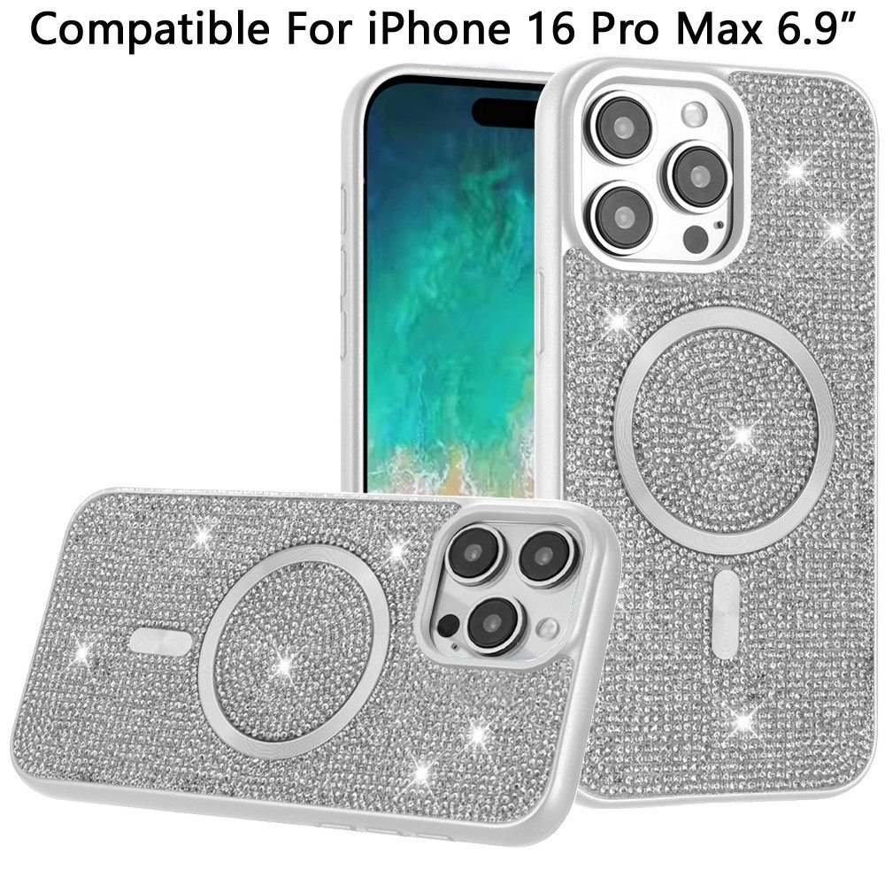 For iPhone 16 Pro Max 6.9" Diamond CD Pattern Magnetic Hybrid Case - - Picture 7 of 12