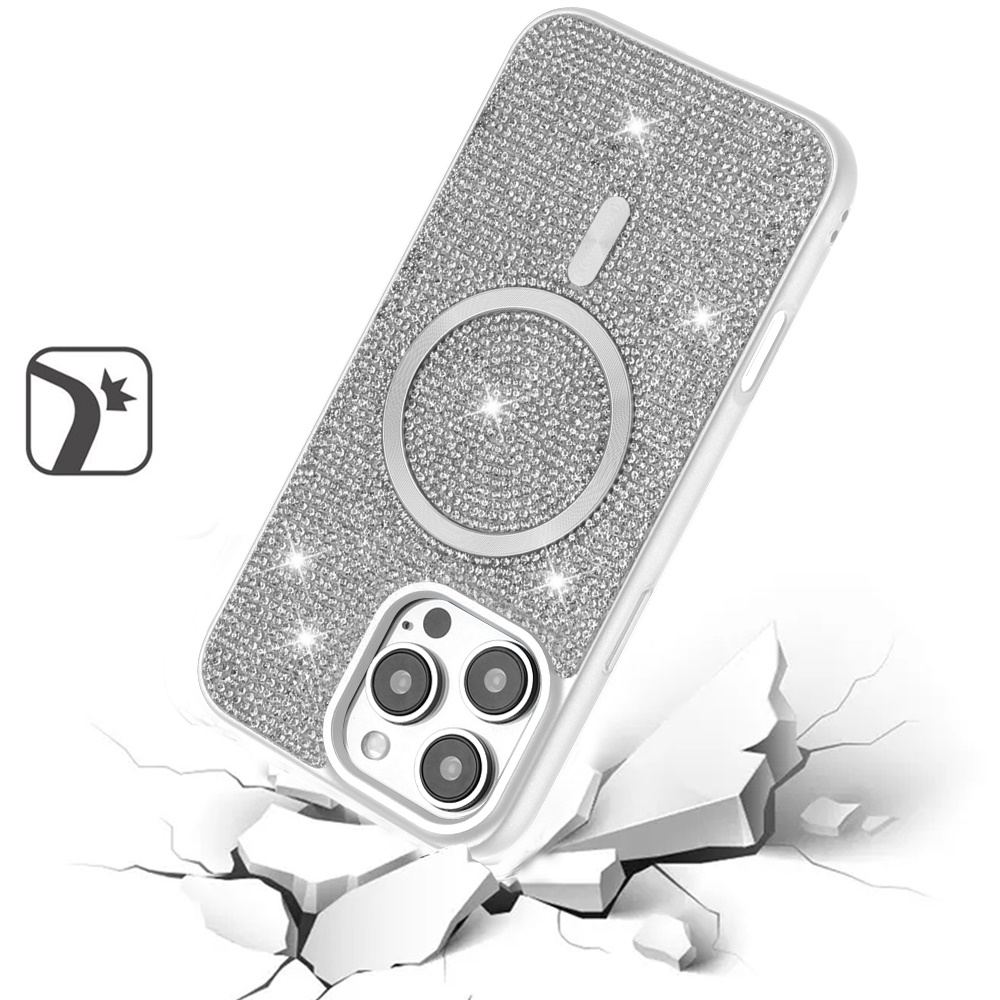 For iPhone 16 Pro Max 6.9" Diamond CD Pattern Magnetic Hybrid Case - - Picture 8 of 12