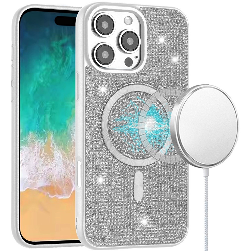 For iPhone 16 Pro Max 6.9" Diamond CD Pattern Magnetic Hybrid Case - - Picture 9 of 12