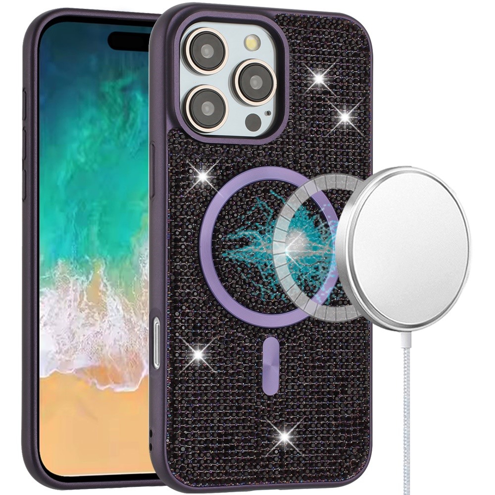 For iPhone 16 Pro Max 6.9" Diamond CD Pattern Magnetic Hybrid Case - - Picture 10 of 12