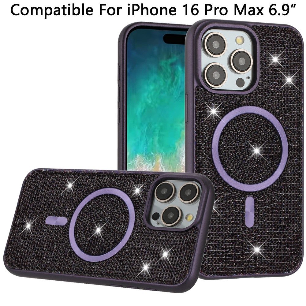 For iPhone 16 Pro Max 6.9" Diamond CD Pattern Magnetic Hybrid Case - - Picture 12 of 12