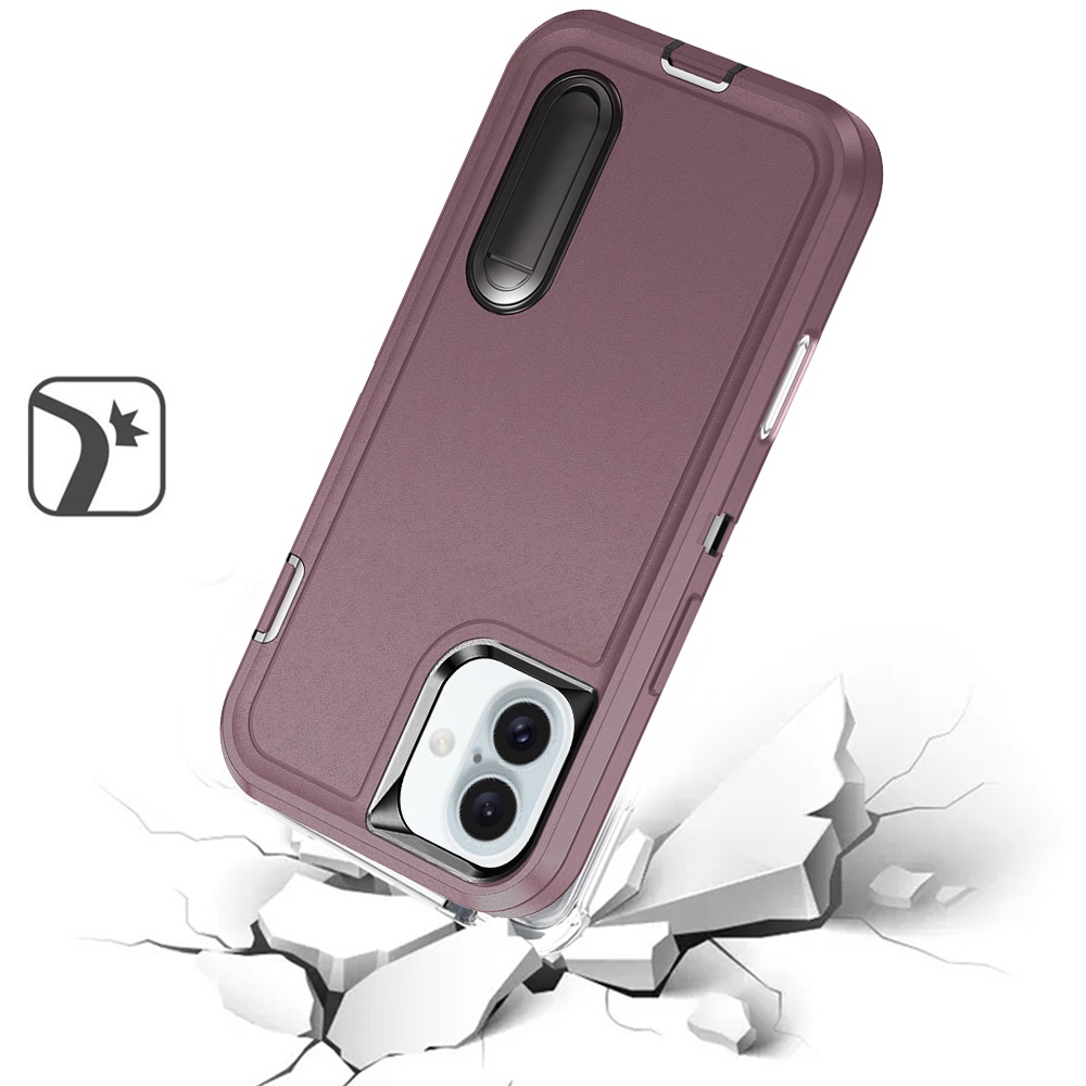 Funda de pie híbrida más resistente 3 en 1 pico 6,7" para iPhone 16 Plus - verde azulado/rosa intenso - Imagen 8 de 9