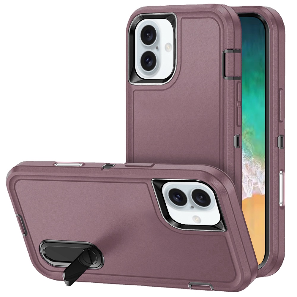 Funda de pie híbrida más resistente 3 en 1 pico 6,7" para iPhone 16 Plus - verde azulado/rosa intenso - Imagen 9 de 9