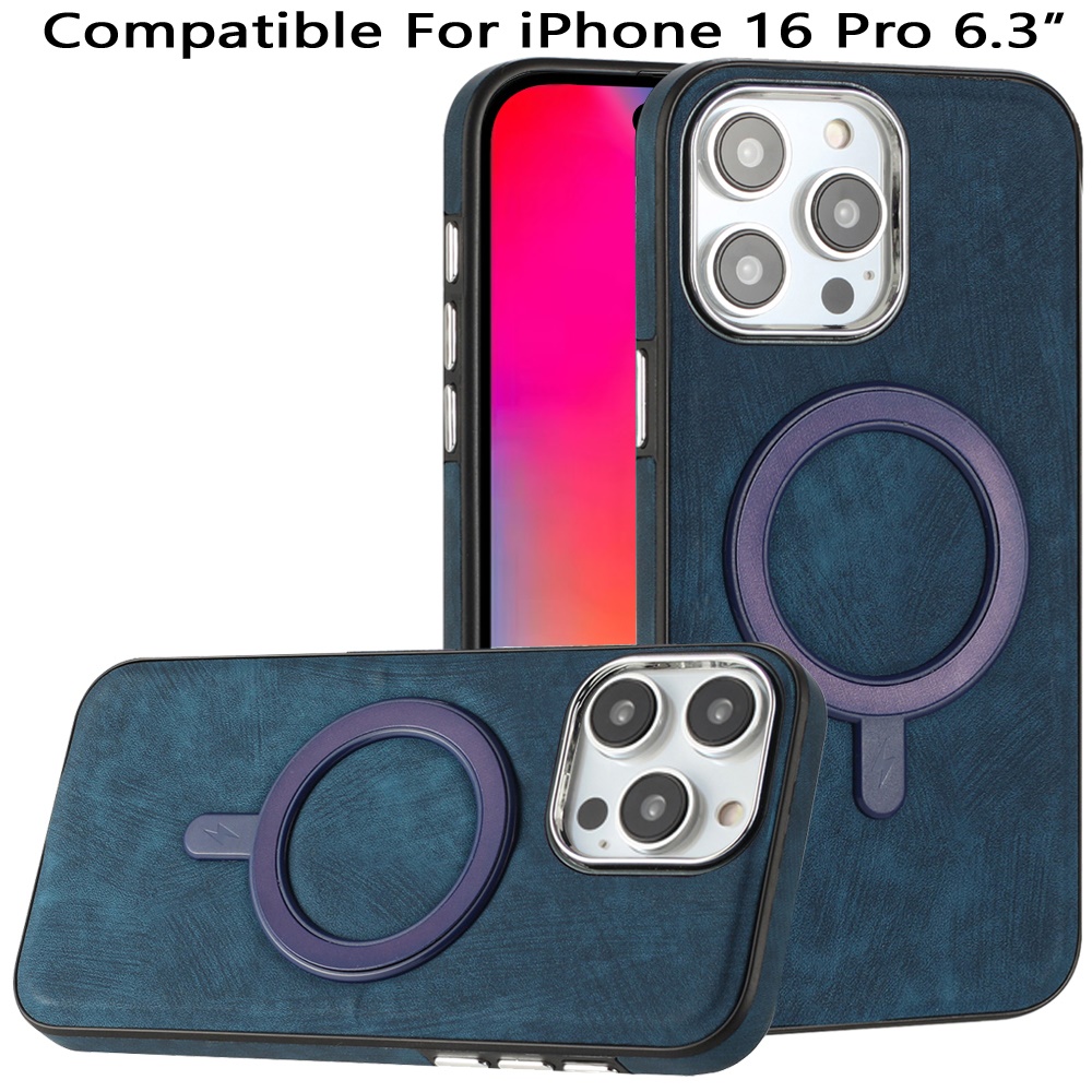 Funda protectora con bordes cromados veganos PU de moda de 6,3 pulgadas para iPhone 16 Pro - - Imagen 9 de 9