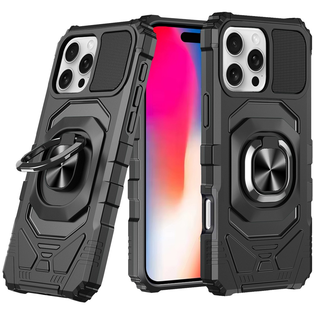 Für iPhone 16 Pro 6,3" Roboter Hybrid Hülle mit Magnet Ring Ständer - - Bild 4 von 18