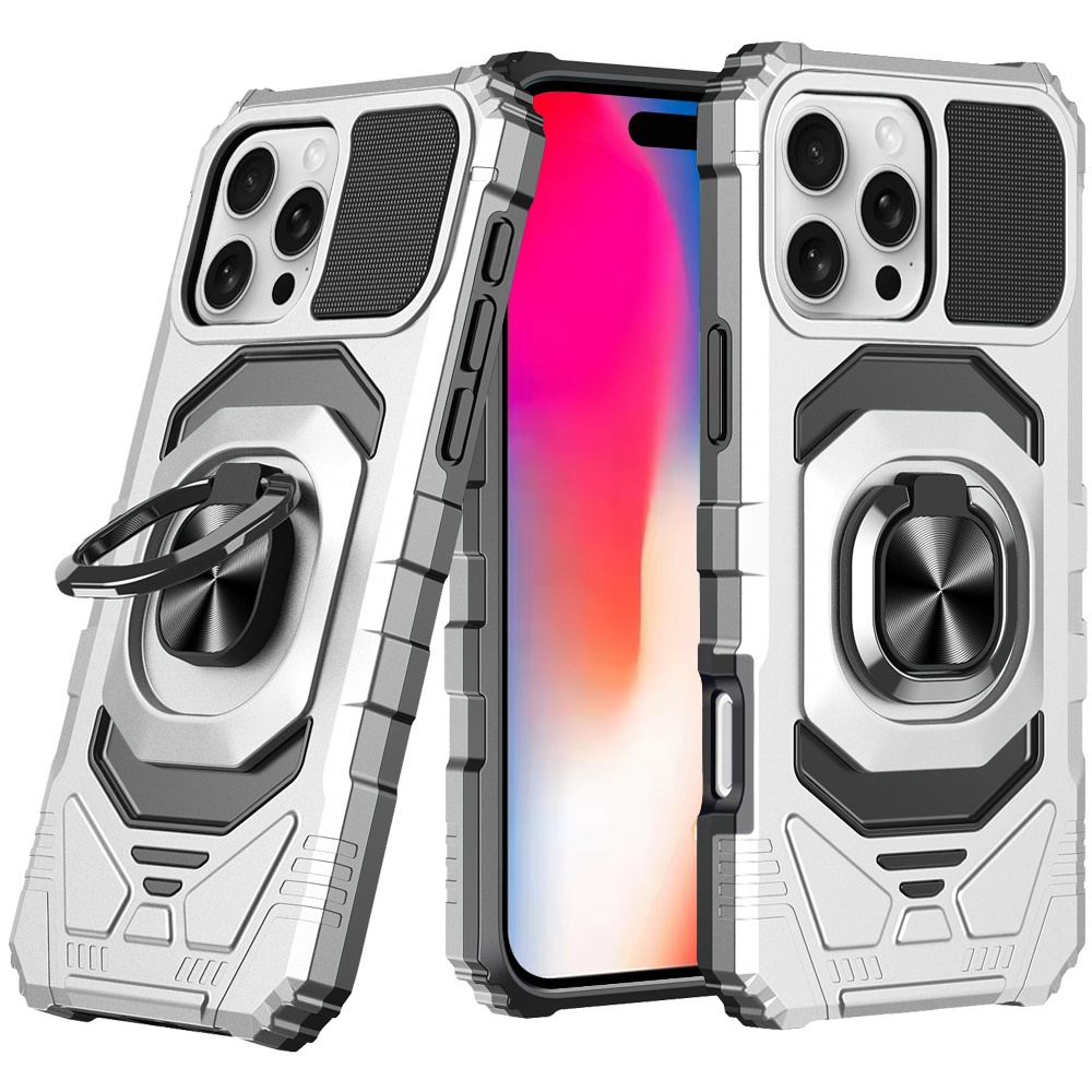 Für iPhone 16 Pro 6,3" Roboter Hybrid Hülle mit Magnet Ring Ständer - - Bild 10 von 18