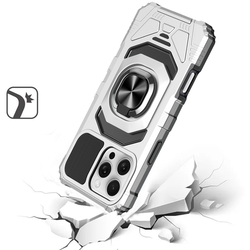 Für iPhone 16 Pro 6,3" Roboter Hybrid Hülle mit Magnet Ring Ständer - - Bild 12 von 18