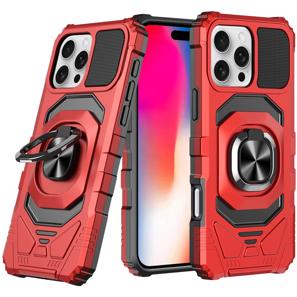Für iPhone 16 Pro 6,3" Roboter Hybrid Hülle mit Magnet Ring Ständer - - Bild 18 von 18