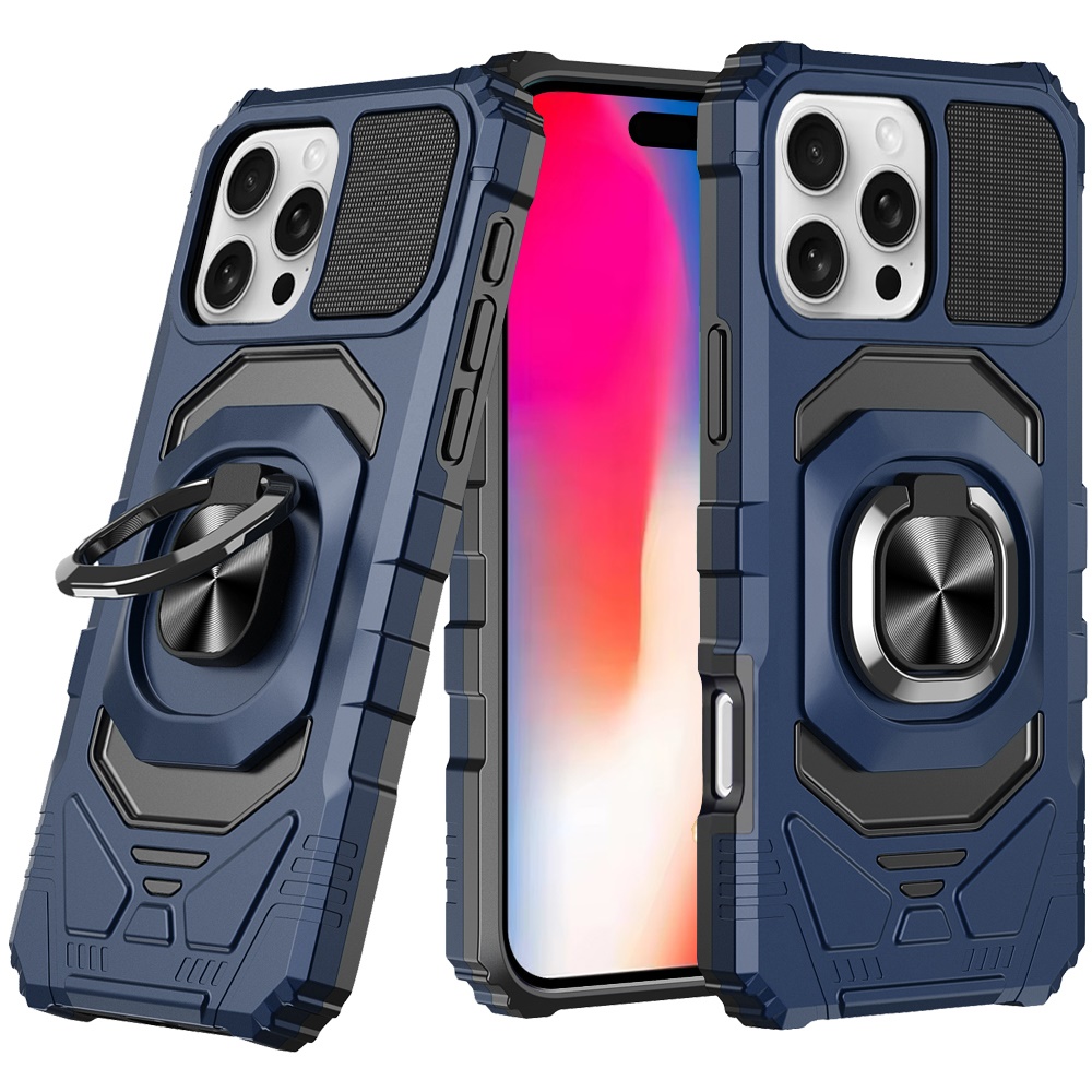 Für iPhone 16 Pro 6,3" Roboter Hybrid Hülle mit Magnet Ring Ständer - - Bild 2 von 18