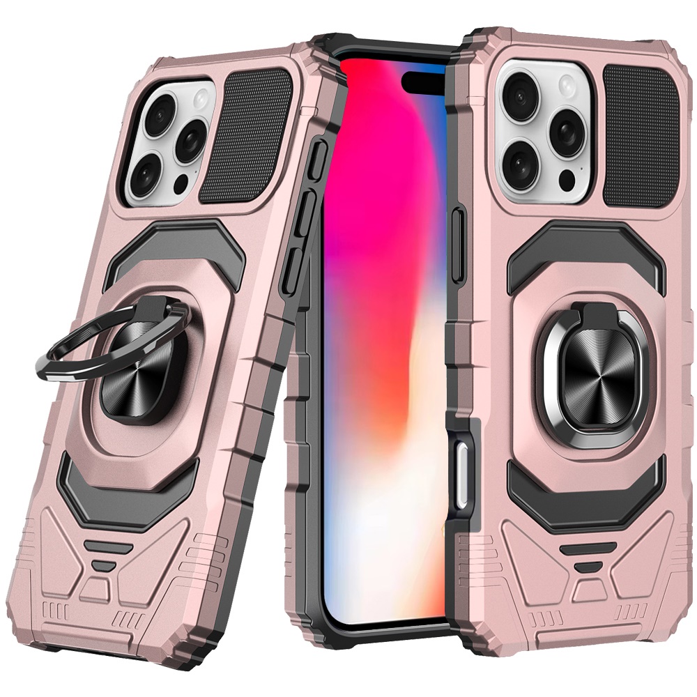 Für iPhone 16 Pro 6,3" Roboter Hybrid Hülle mit Magnet Ring Ständer - - Bild 14 von 18