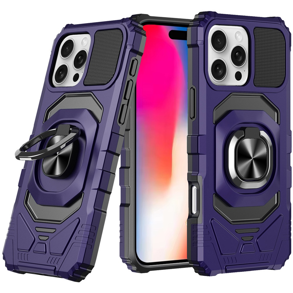 Für iPhone 16 Pro 6,3" Roboter Hybrid Hülle mit Magnet Ring Ständer - - Bild 7 von 18